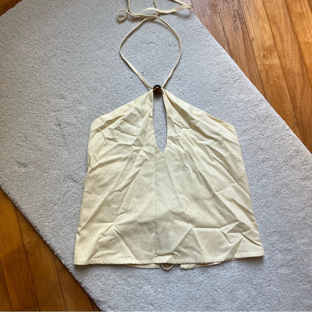 Princess Polly Santorini Crush Bead Detail Top Lemon